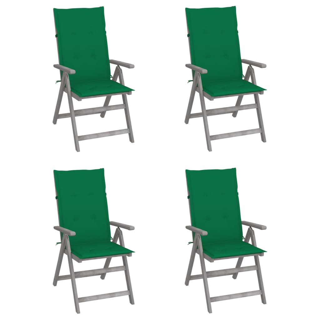 vidaXL sillas reclinables jardín y cojines 4 uds madera maciza acacia