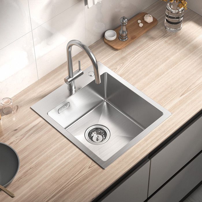 Fregadero de cocina - acero inoxidable cepillado - 40x45cm - 1 cubeta - ins