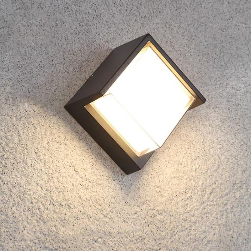 Aplique LED cuadrado negro cct 15w con difusor ip65 - 3000k/4000k