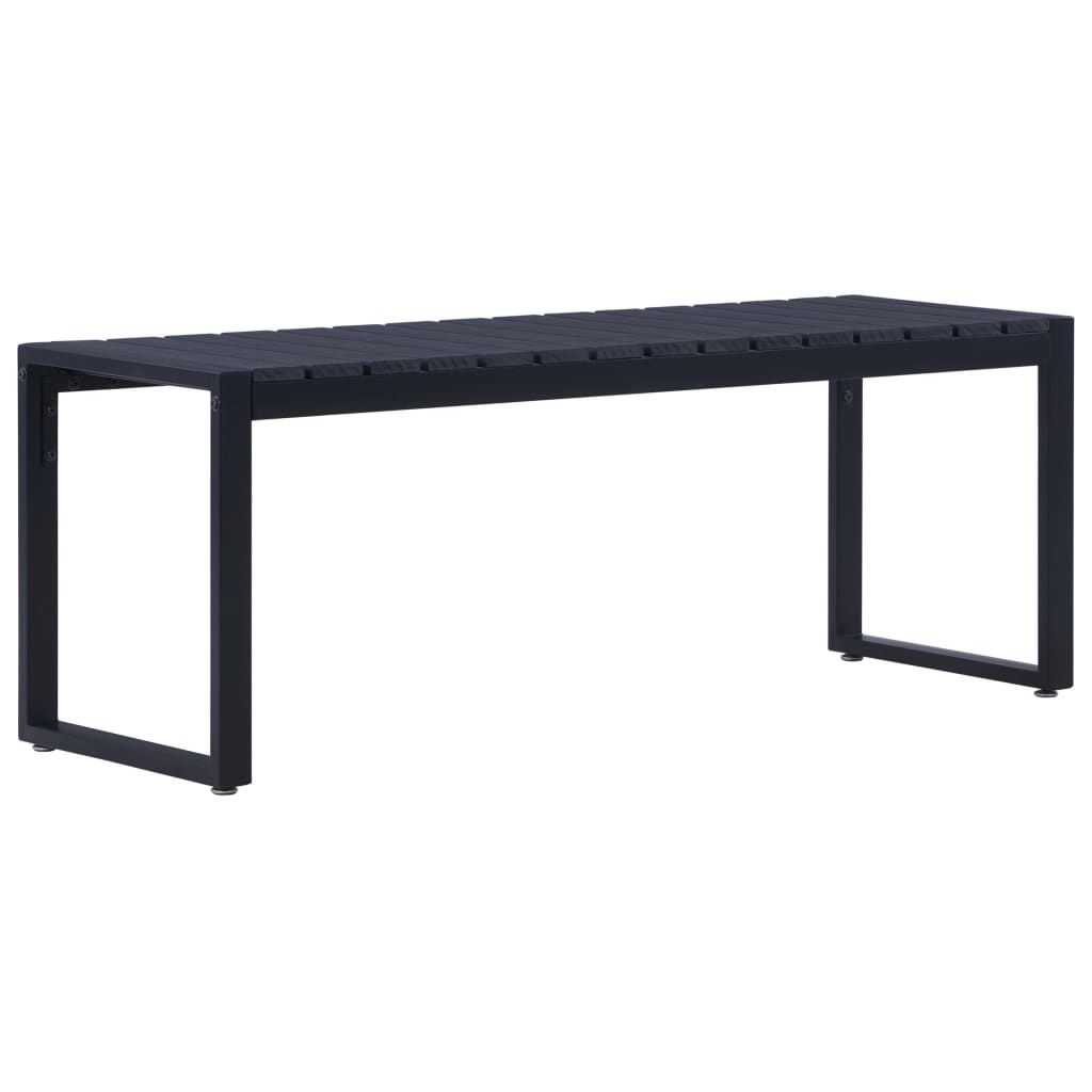 vidaXL banco de jardín tablero ps negro 120,5 cm