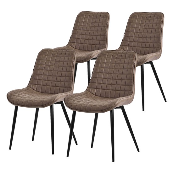 Juego 4x sillas de comedor sillón polipiel marrón diseño