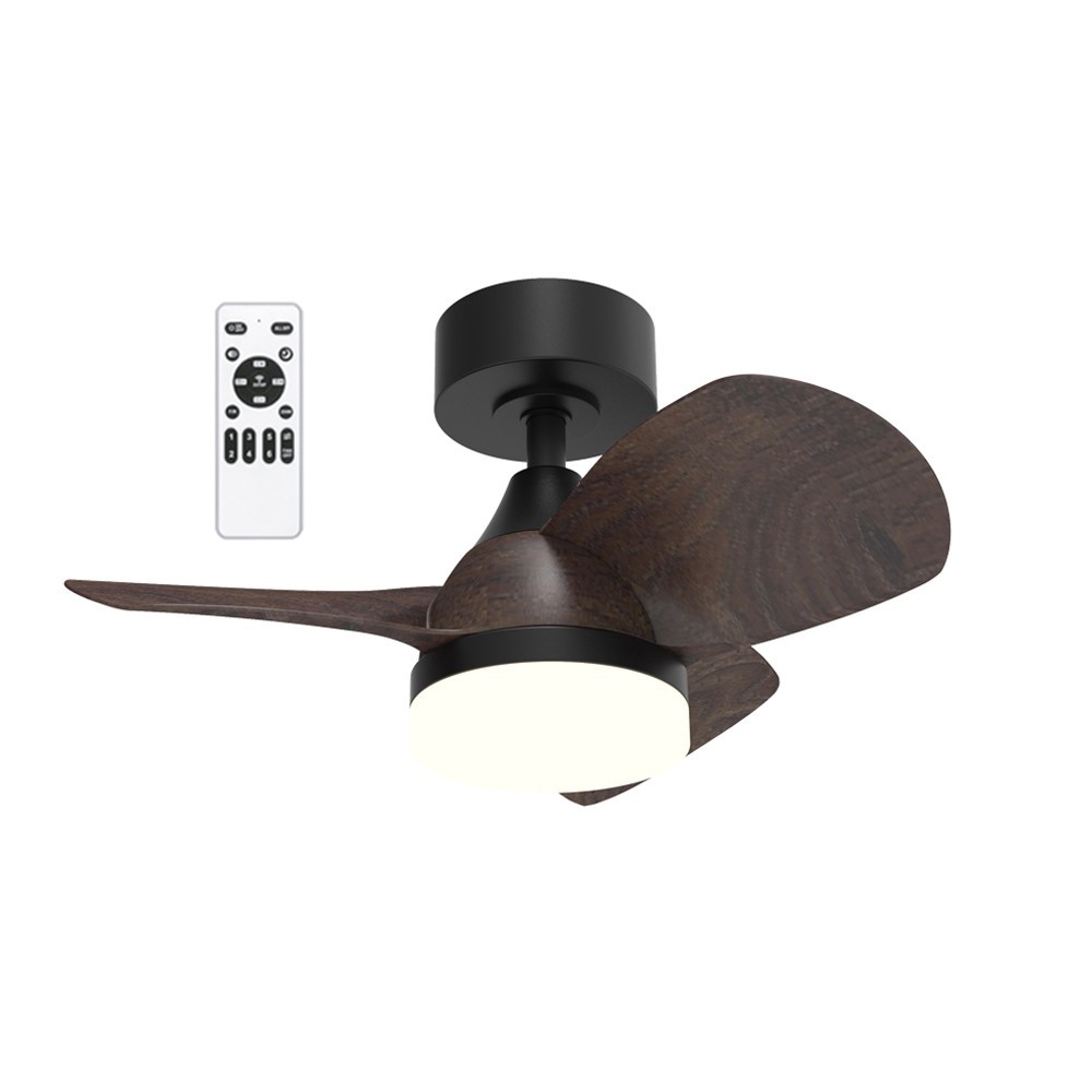 Ventilador de techo con luz LED borse mini negro+roble 3cct dim 18w ø90cm