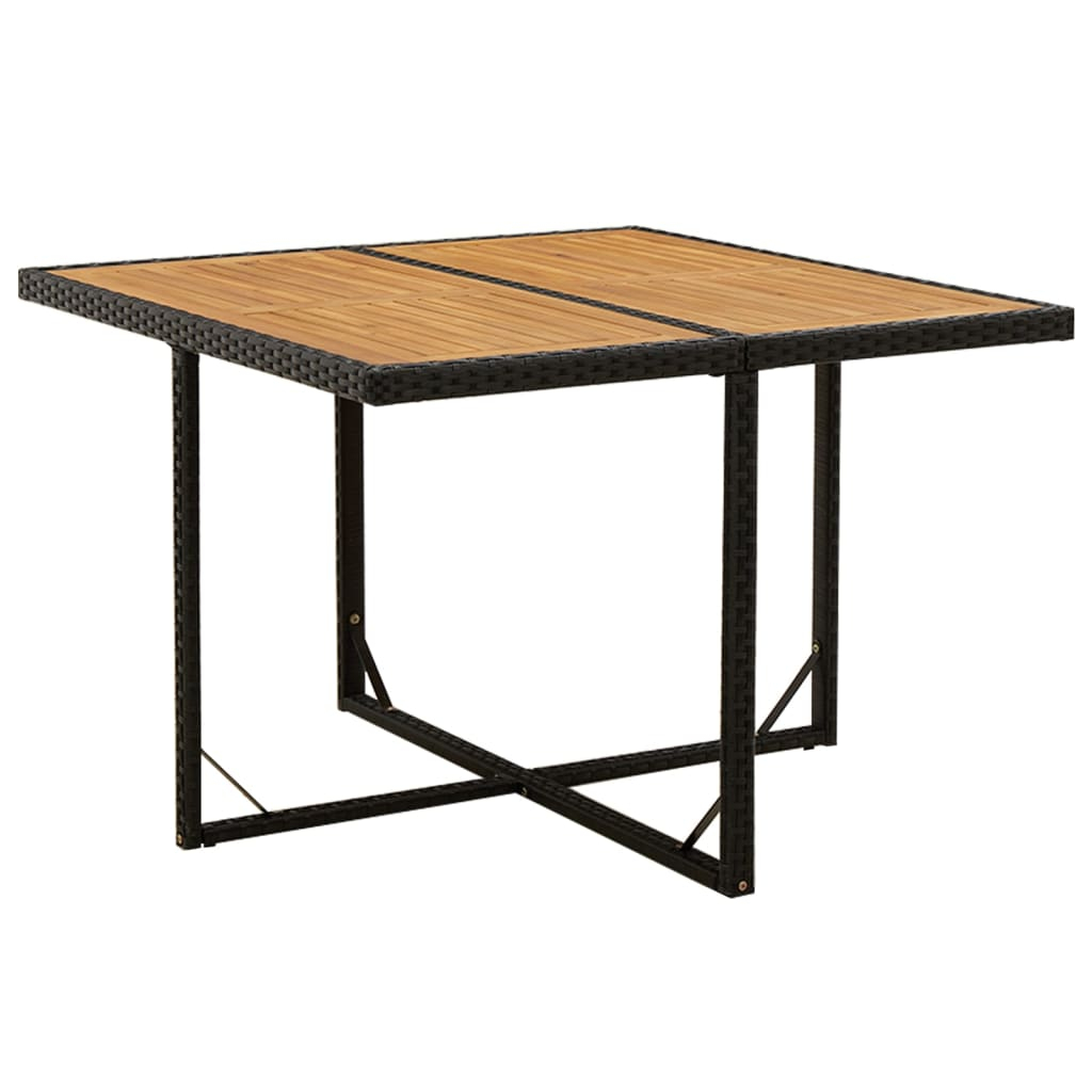 vidaXL mesa de jardín ratán sintético madera acacia negro 109x107x74cm