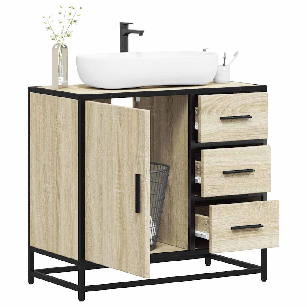 Armario de lavabo de baño madera roble sonoma 65x33x60 cm esb8577