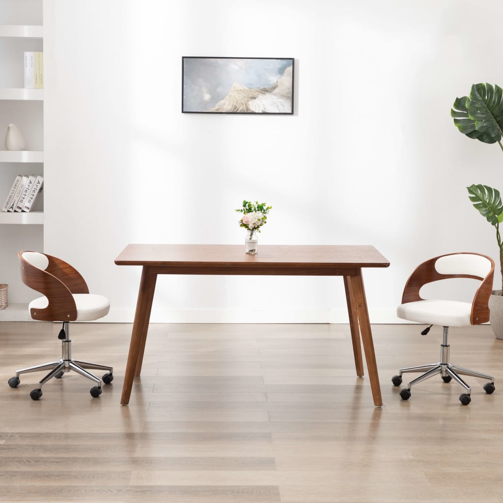 Silla oficina giratoria madera curvada cuero sintético blanco oif489114