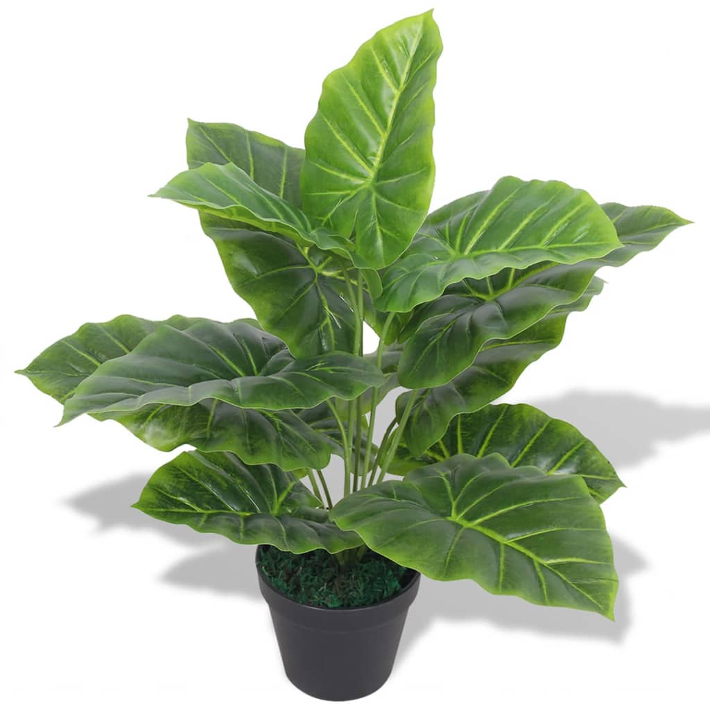 Planta de taro artificial con macetero verde 45 cm eerf4218