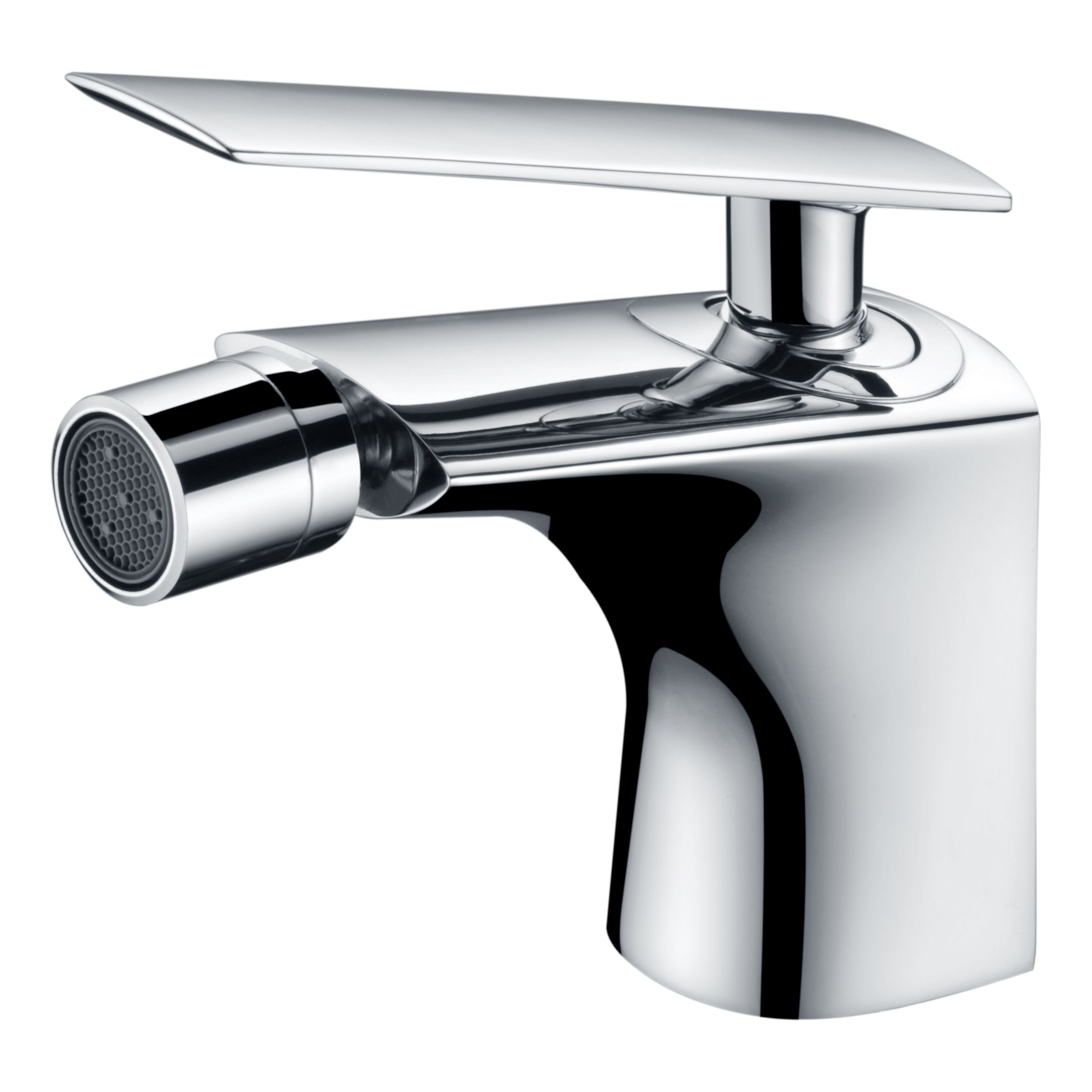 Grifo monomando bidet cromado en latón y zama con cartucho cerámico y tubos