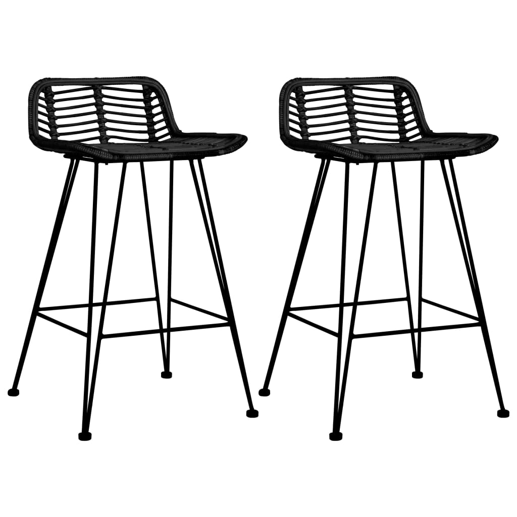 vidaXL taburetes de cocina 2 unidades ratán negro