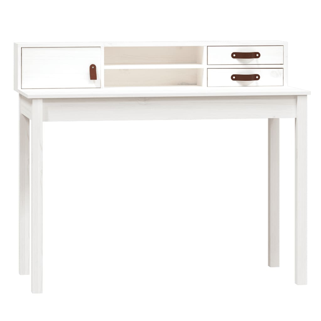 vidaXL escritorio de madera maciza de pino blanco 110x50x93 cm