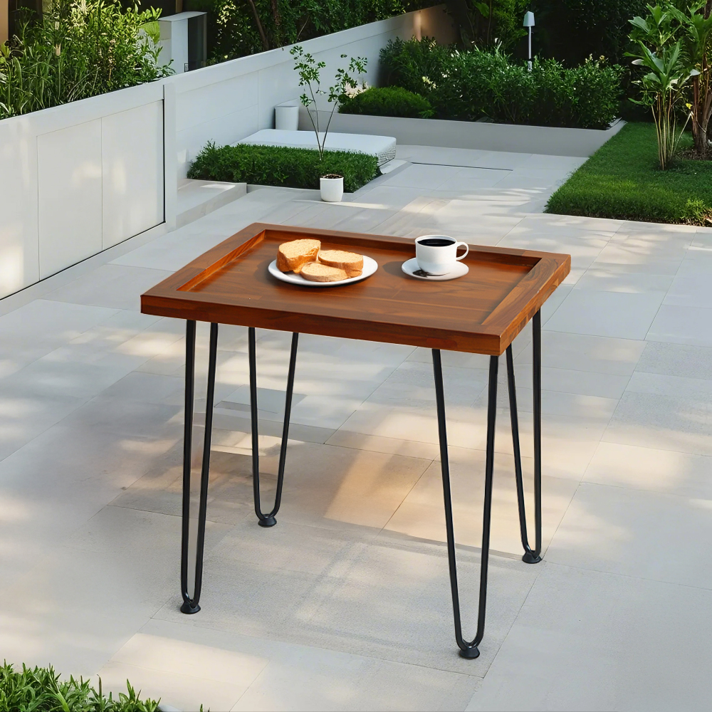 Mesa de centro de madera maciza natural para salón y terraza