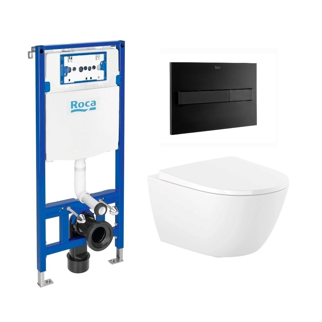 Pack roca duplo one + pl7 negro mate + wc roca ona 53
