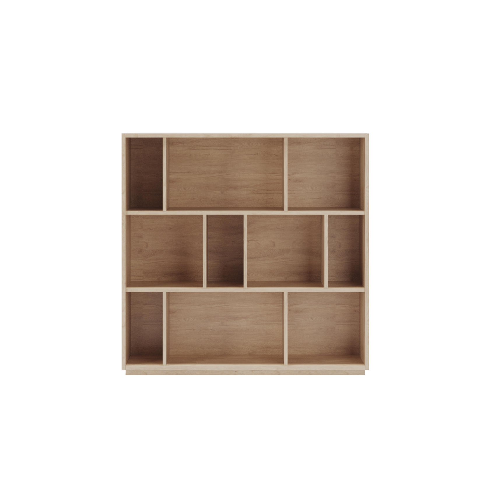 Estantería librería 3 niveles, melamina color roble, 117x119x32