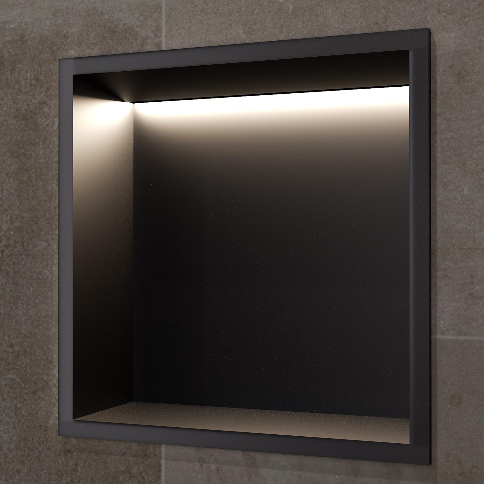 Imex - nicho de ducha empotrable con luz LED 33x33cm negro mate serie indic