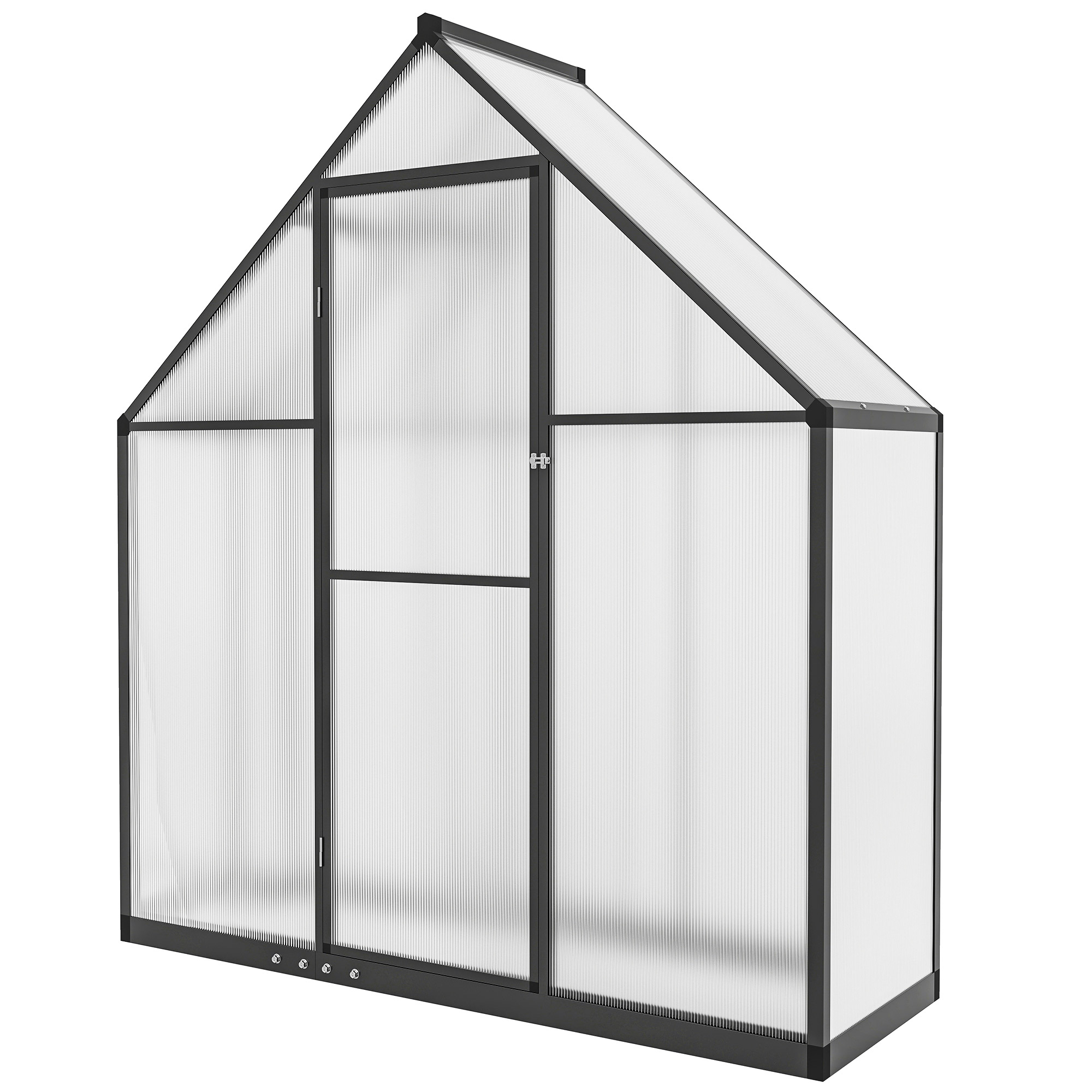 Invernadero de jardín de aluminio y policarbonato, negro, 170x58x195 cm