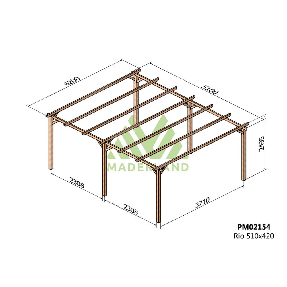 Cochera de madera - rio 510x420cm (maderland)
