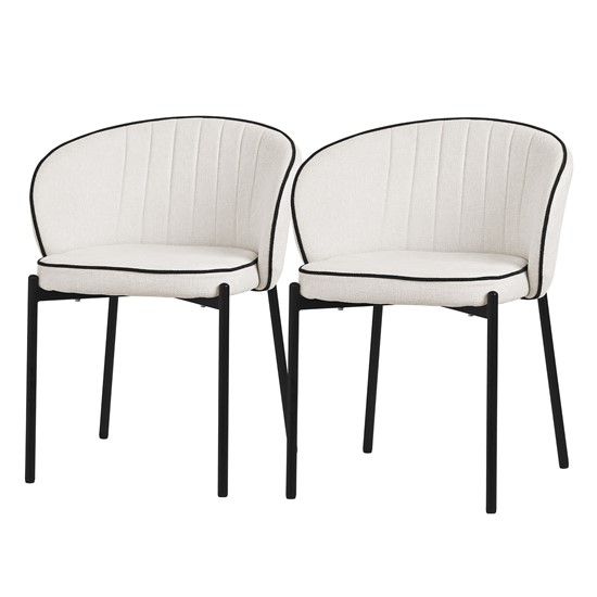 2x sillas de comedor beige con revestimiento de tela y respaldo