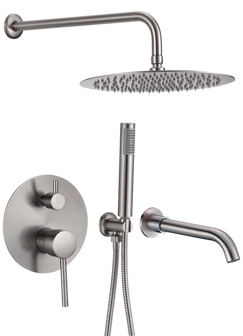Valaz ducha empotrada de bañera a pared acero cepillado - 25cm