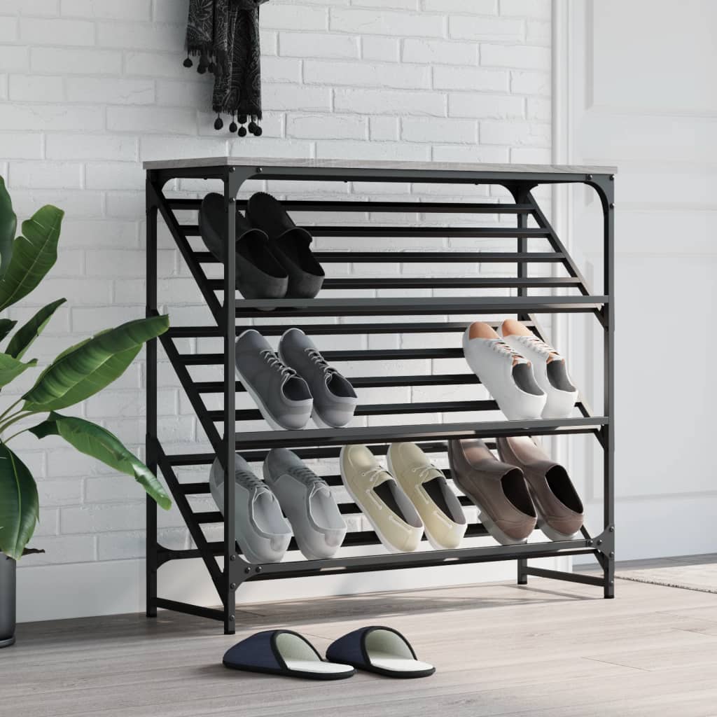 Mueble zapatero madera de ingeniería gris sonoma 90x30x85 cm