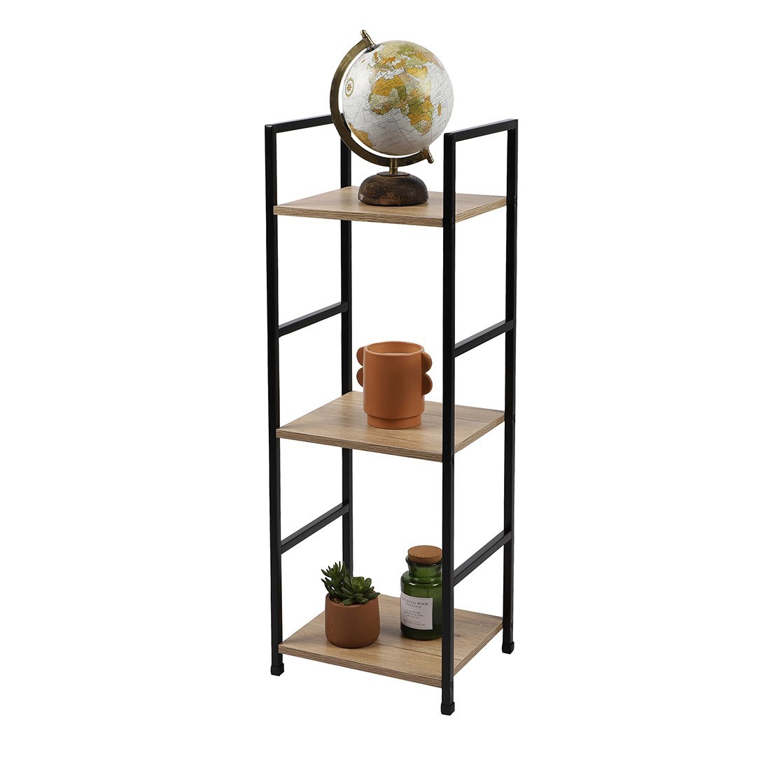 Estantería de 3 niveles colección holborn – estilo industrial, color roble