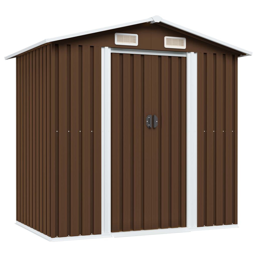 vidaXL caseta de almacenamiento jardín acero marrón 204x132x186 cm