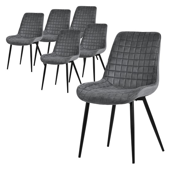 Juego 6x sillas de comedor sillón tapizado antracita diseño