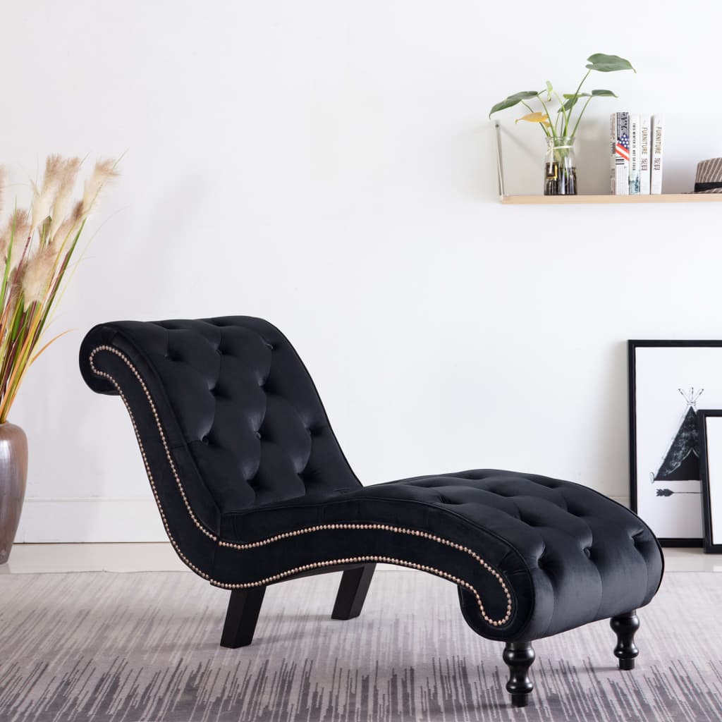 Diván de terciopelo negro oif820804