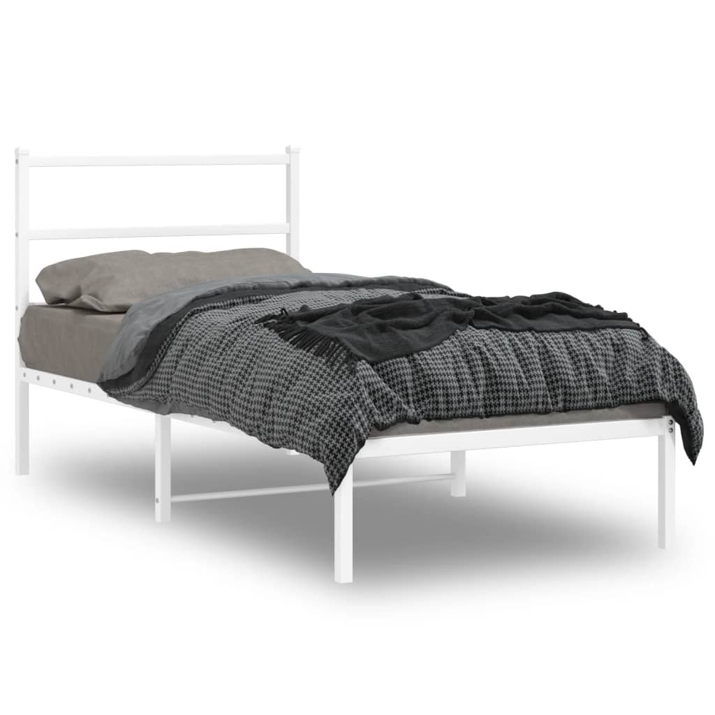 Cama sin colchón con cabecero metal blanco 90x190 cm es7587