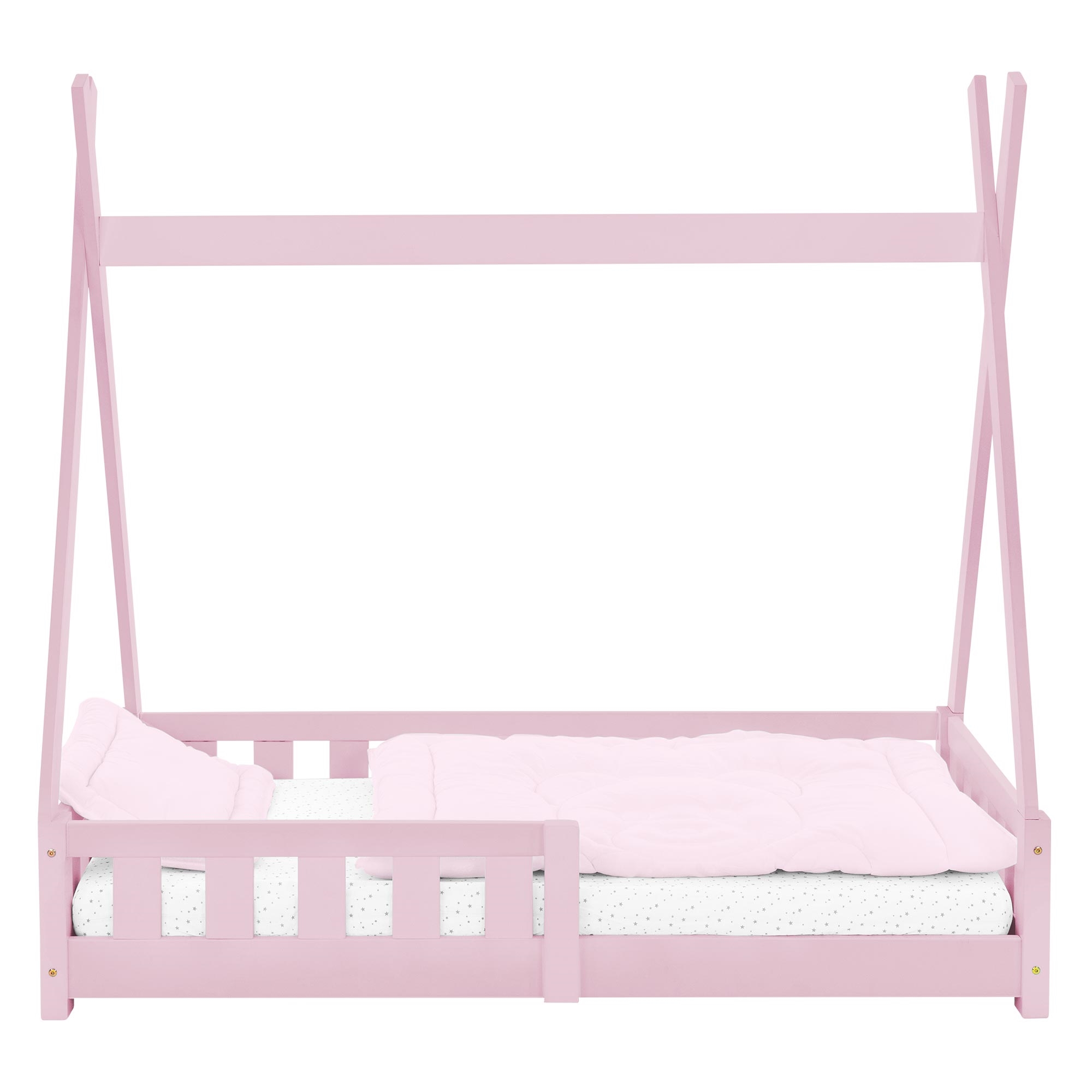 Cuna con protección anticaída 70x140cm madera de pino rosa ecd germany