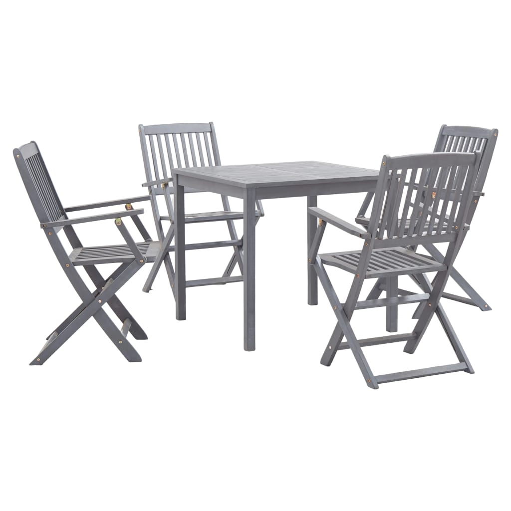 vidaXL juego de comedor de jardín 5 pzas madera maciza de acacia gris