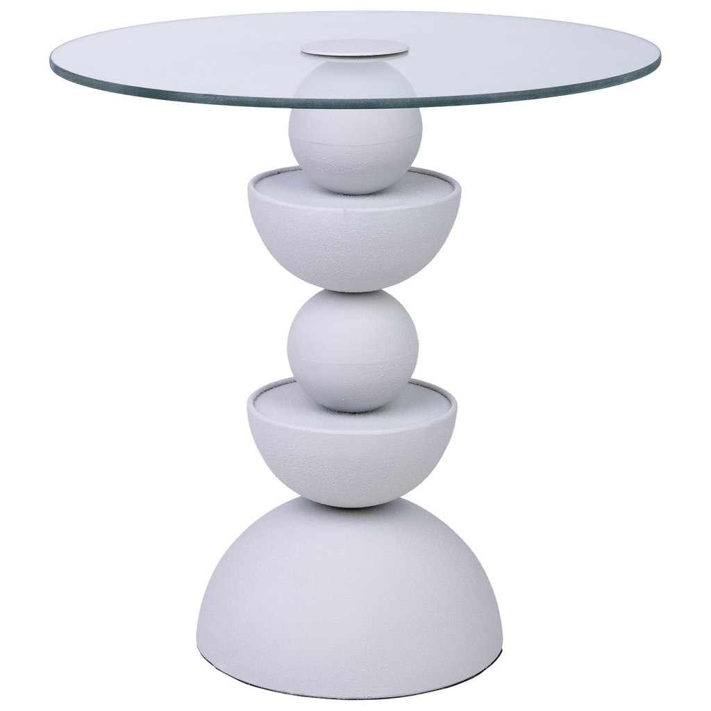 Mesa auxiliar de cristal y metal 45x45x49h cm