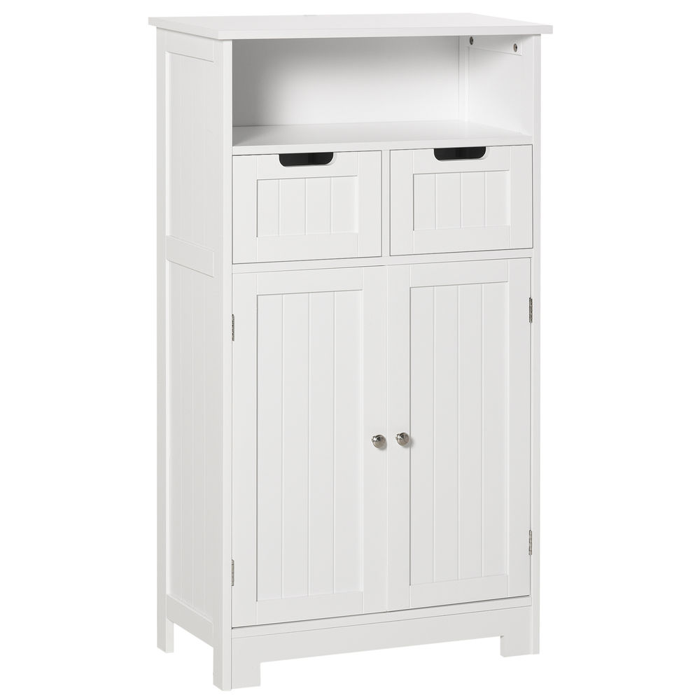 Armario de baño 60x30x108.8 cm mdf color blanco kleankin, hogar - baño