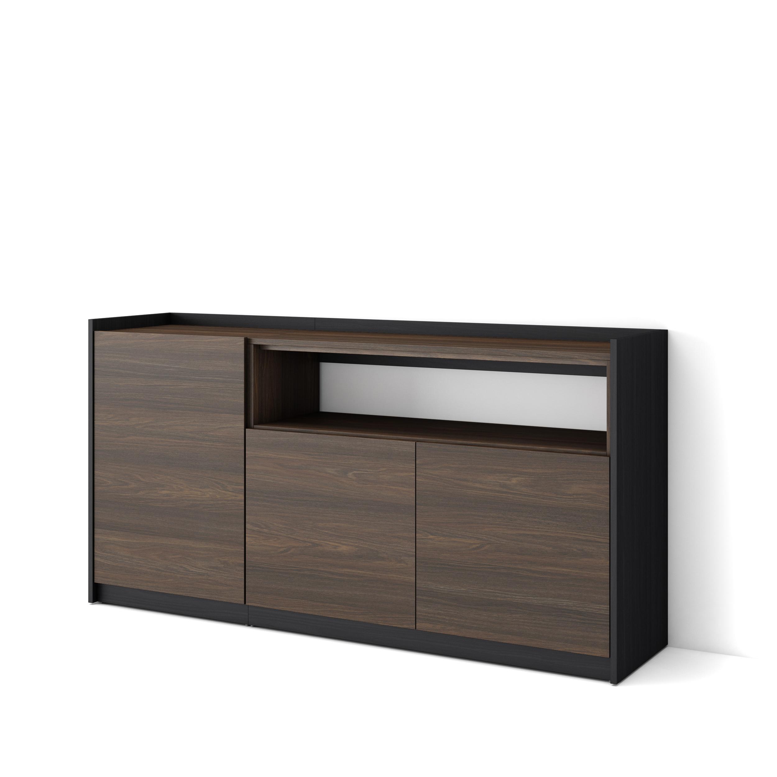 Aparador para salón, 156x37x80cm, roble oscuro y negro rf4290