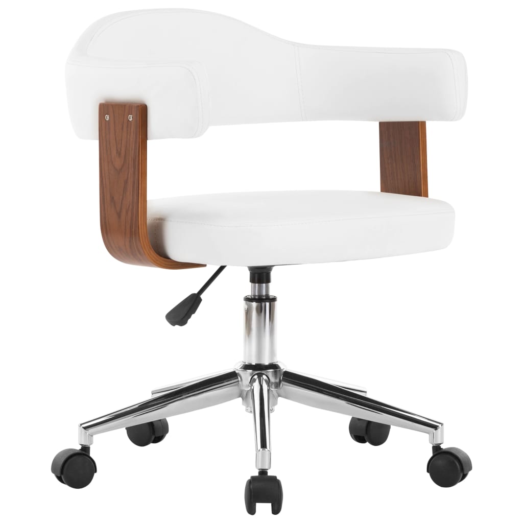 Silla giratoria de oficina/estudio de madera curvada y piel