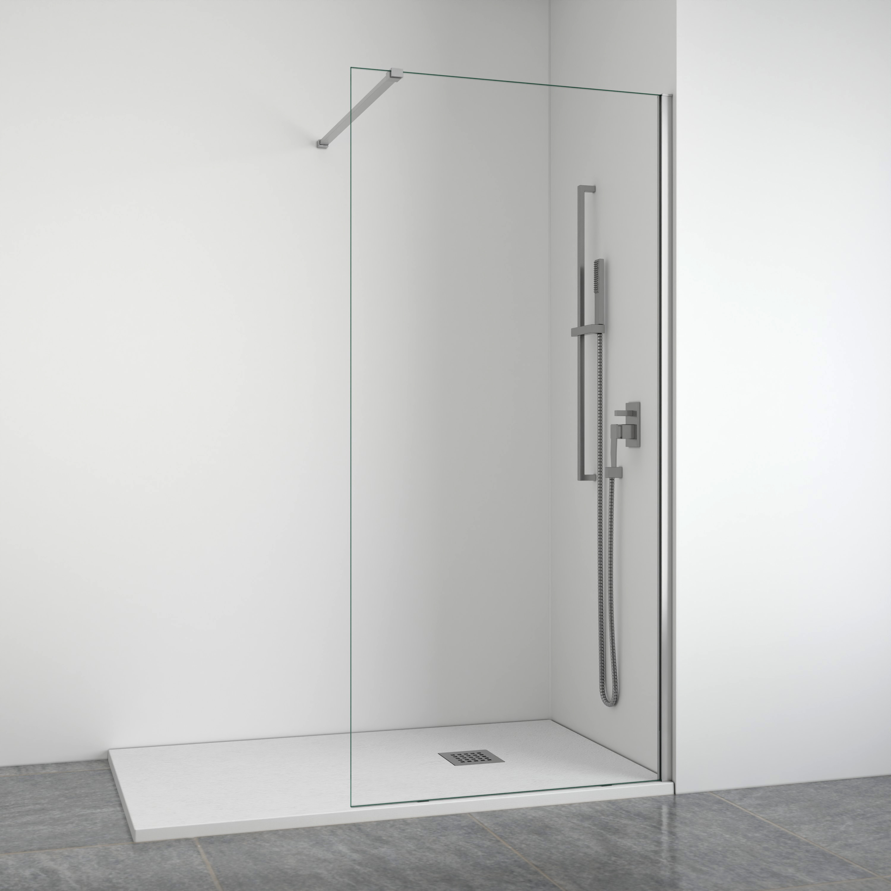 Mampara de ducha frontal fija 8 mm plata 98-100 cm bellobath