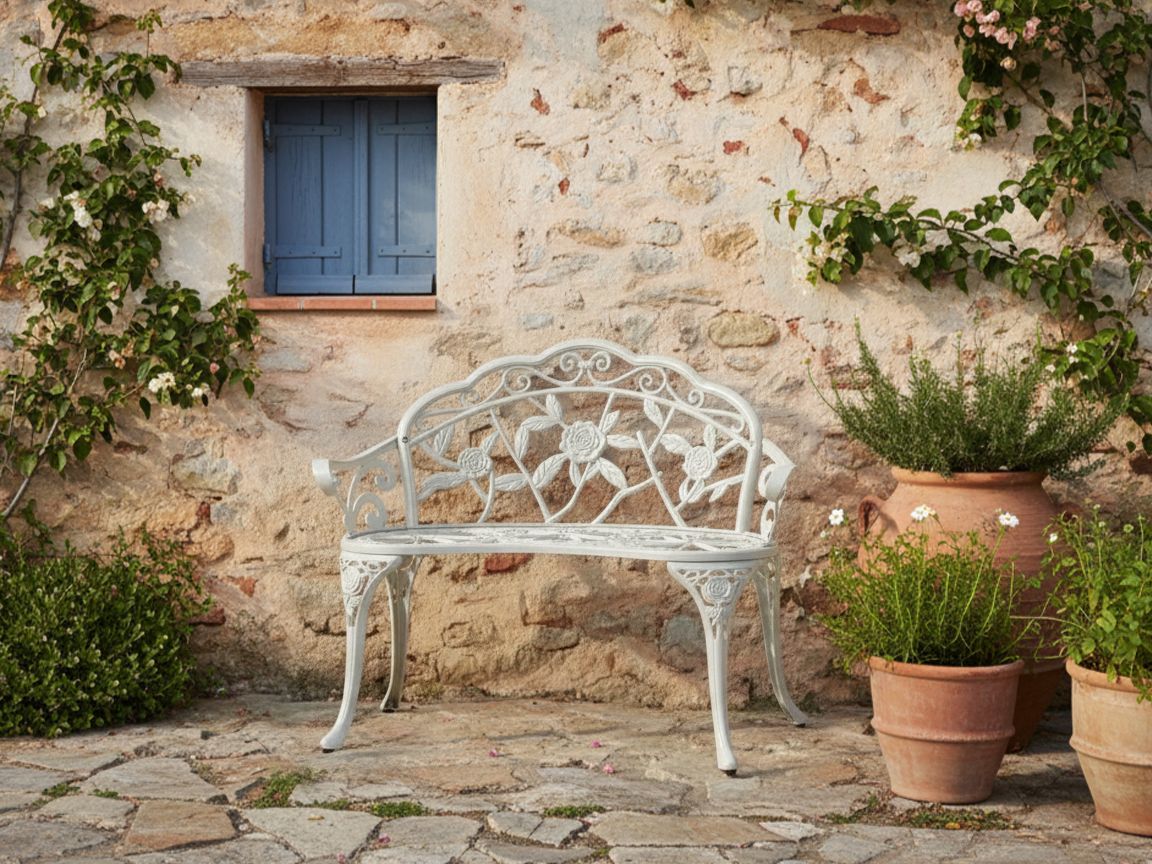 Banco de jardín piura 88 cm metal blanco