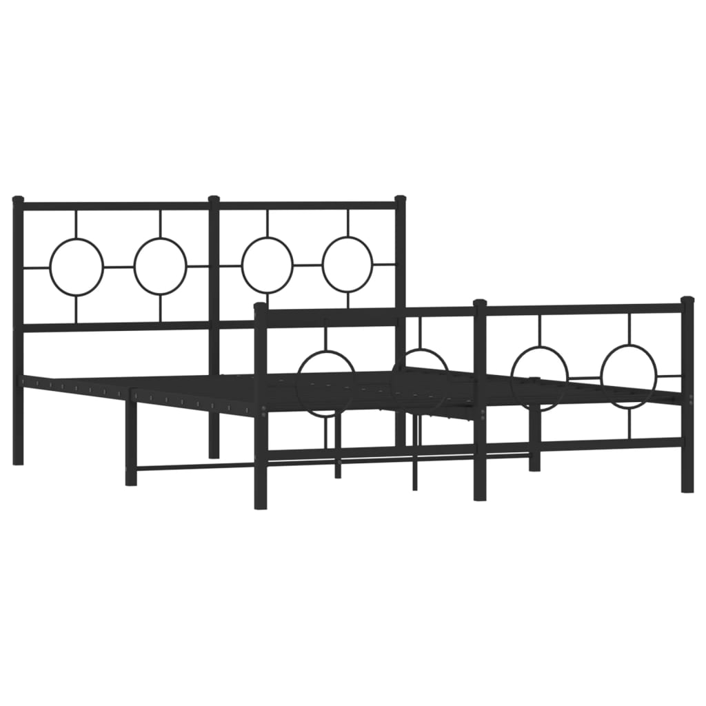 vidaXL estructura cama sin colchón con estribo metal negro 135x190 cm
