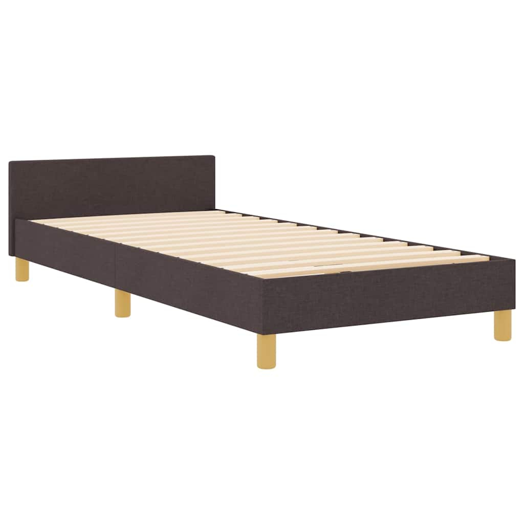 vidaXL estructura de cama con cabecera marrón oscuro 90 x 200 cm tela