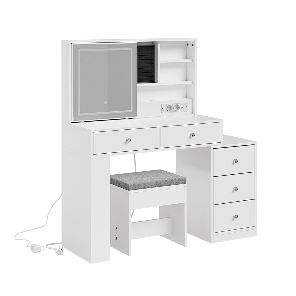 Sobuy tocador con espejo LED y 5 cajones blanco