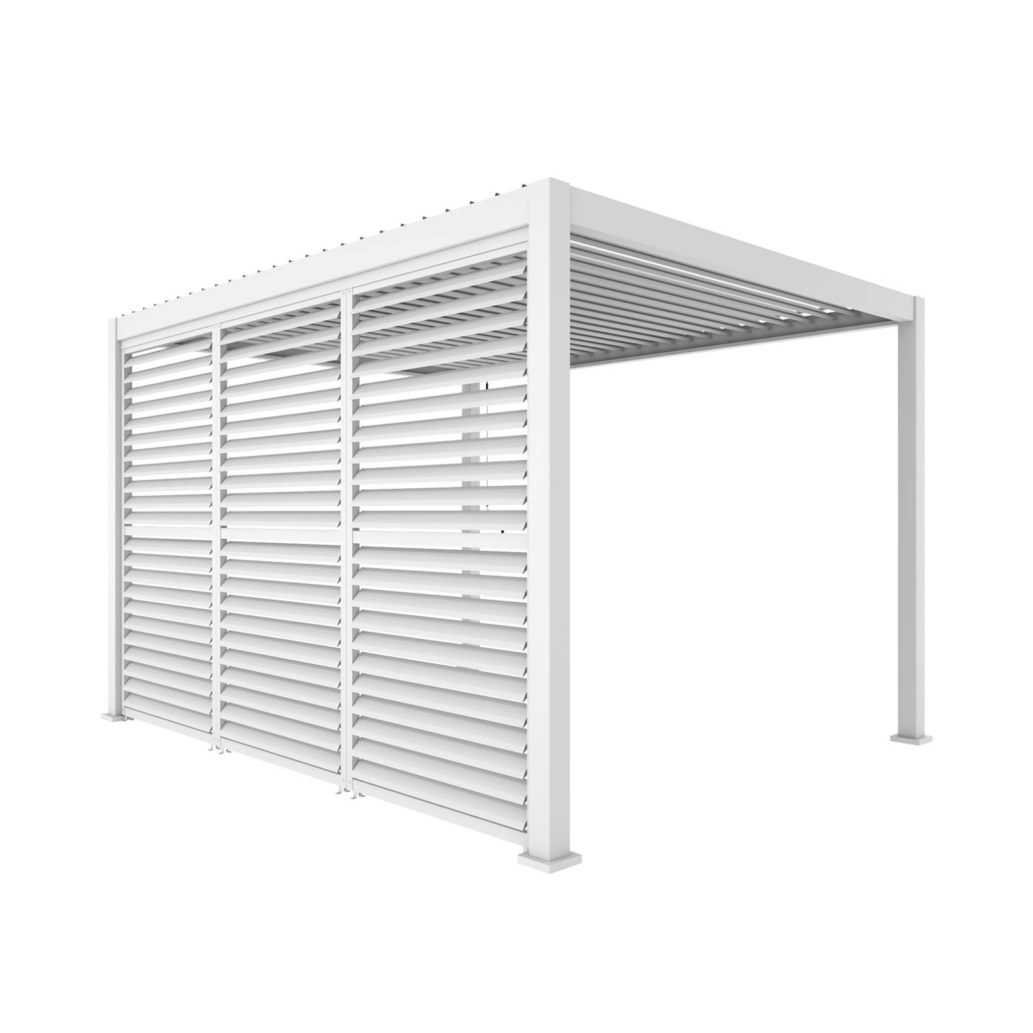 Pérgola bioclimática 3x4m de aluminio + 3 persianas de 1.3m, triomphe 3x4m