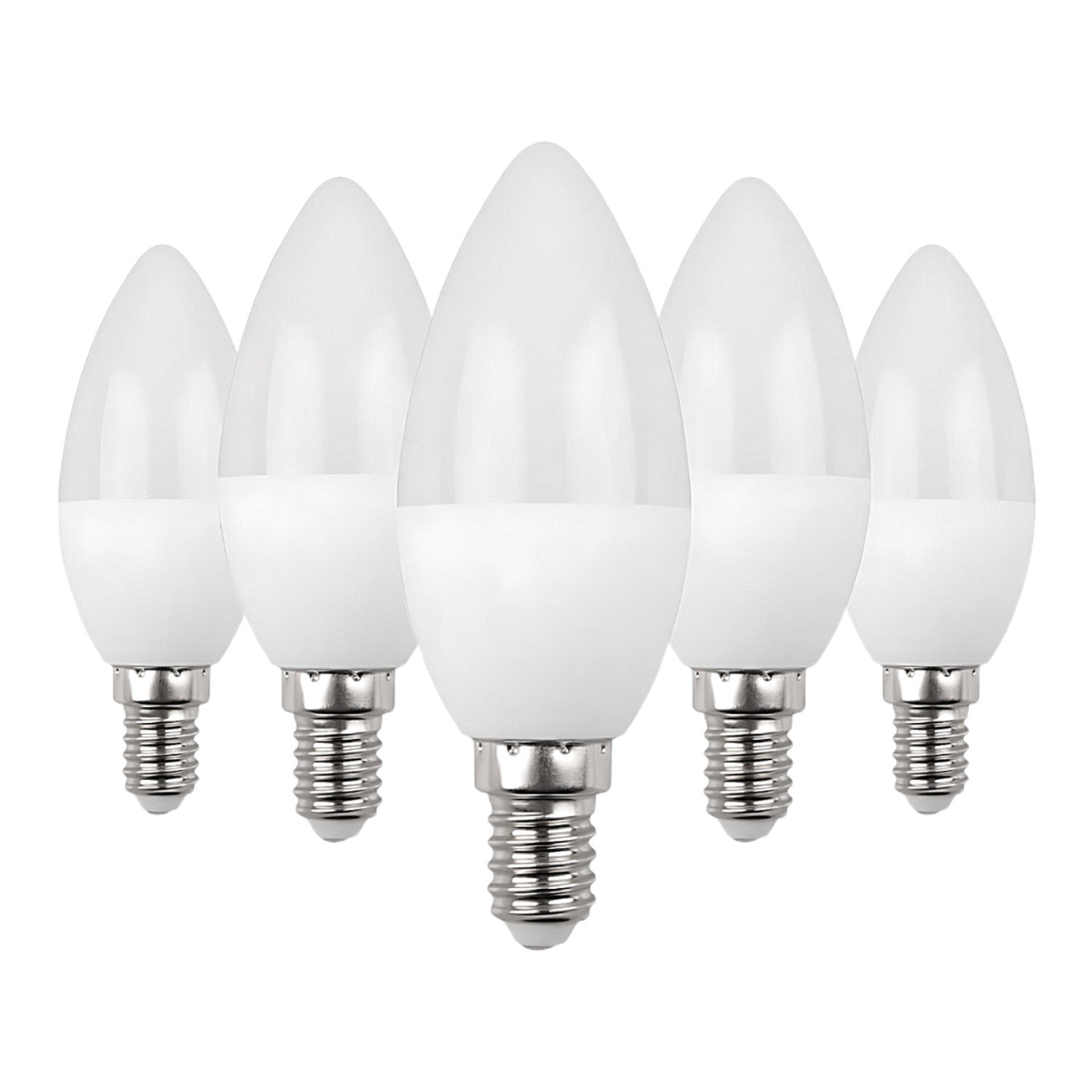 Pack 5 bombillas LED vela e14 6w equi.40w 470lm 15000h primer leader