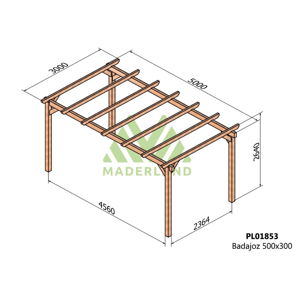 Cochera de madera - badajoz 500x300cm (maderland)