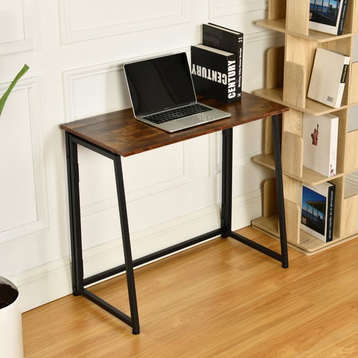 Meubles cosy - escritorio industrial plegable con ruedas madera y metal
