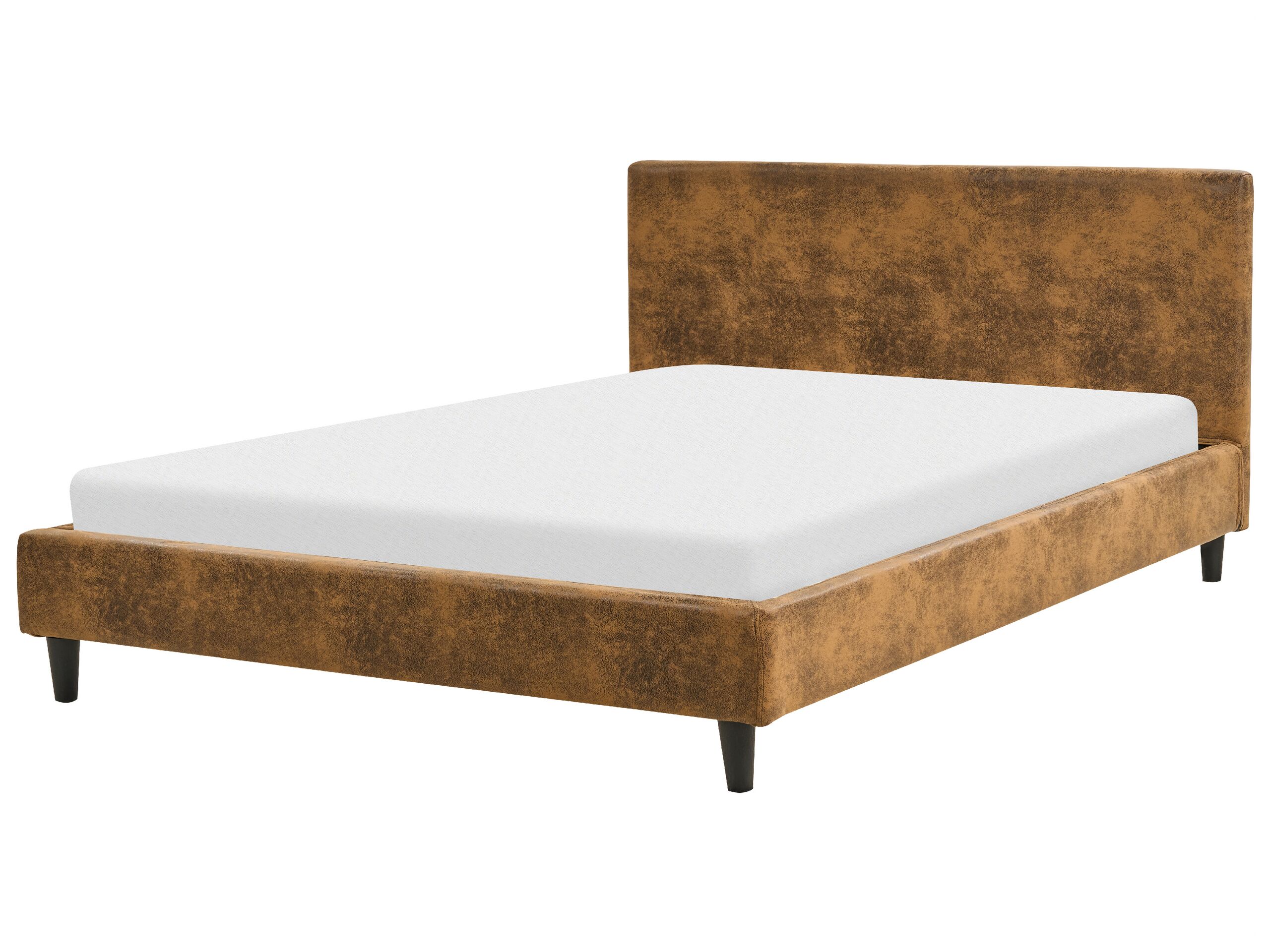 Cama piel sintética fitou 140 x 200 cm marrón