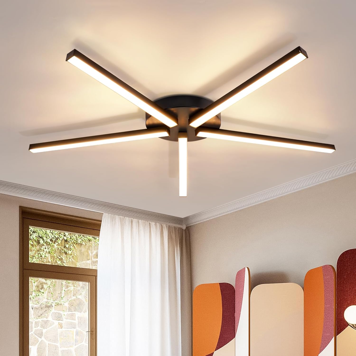 Nettlife plafón LED blanco cálido 24w negro 64,2 cm metal 3000k