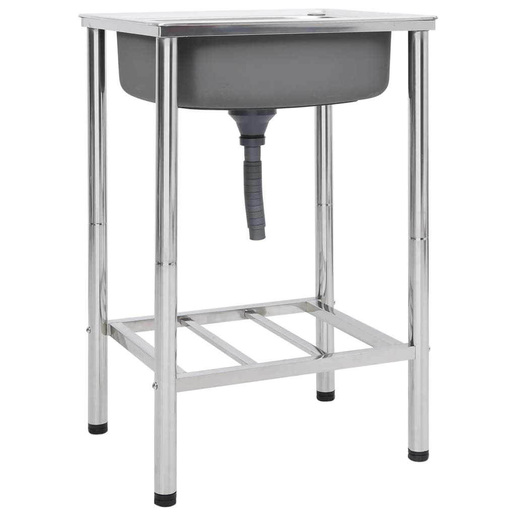 vidaXL fregadero de camping de un seno acero inoxidable