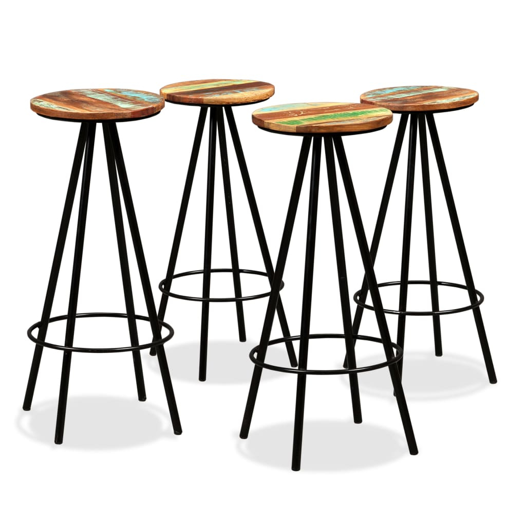 vidaXL taburetes de cocina 4 unidades madera maciza reciclada