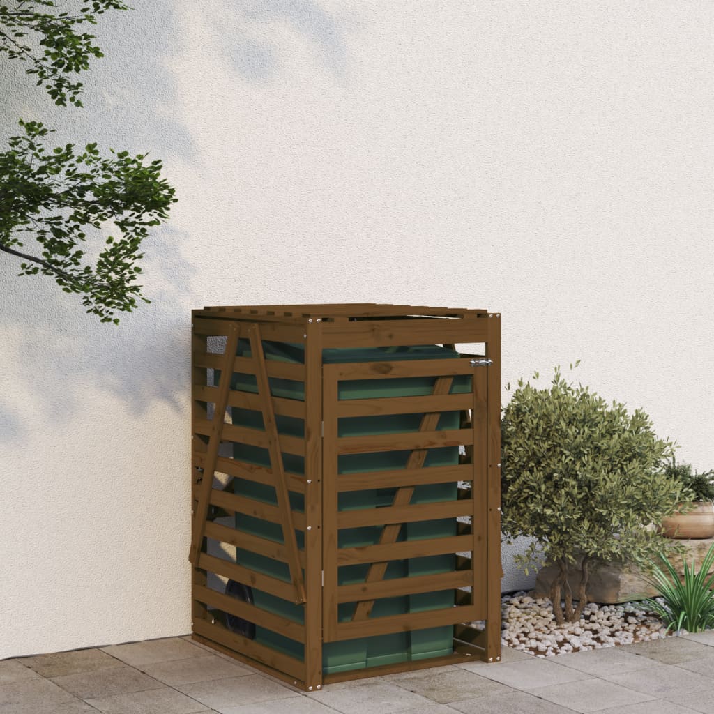 Cobertizo cubos de basura madera pino marrón miel 84x90x128,5cm es8482