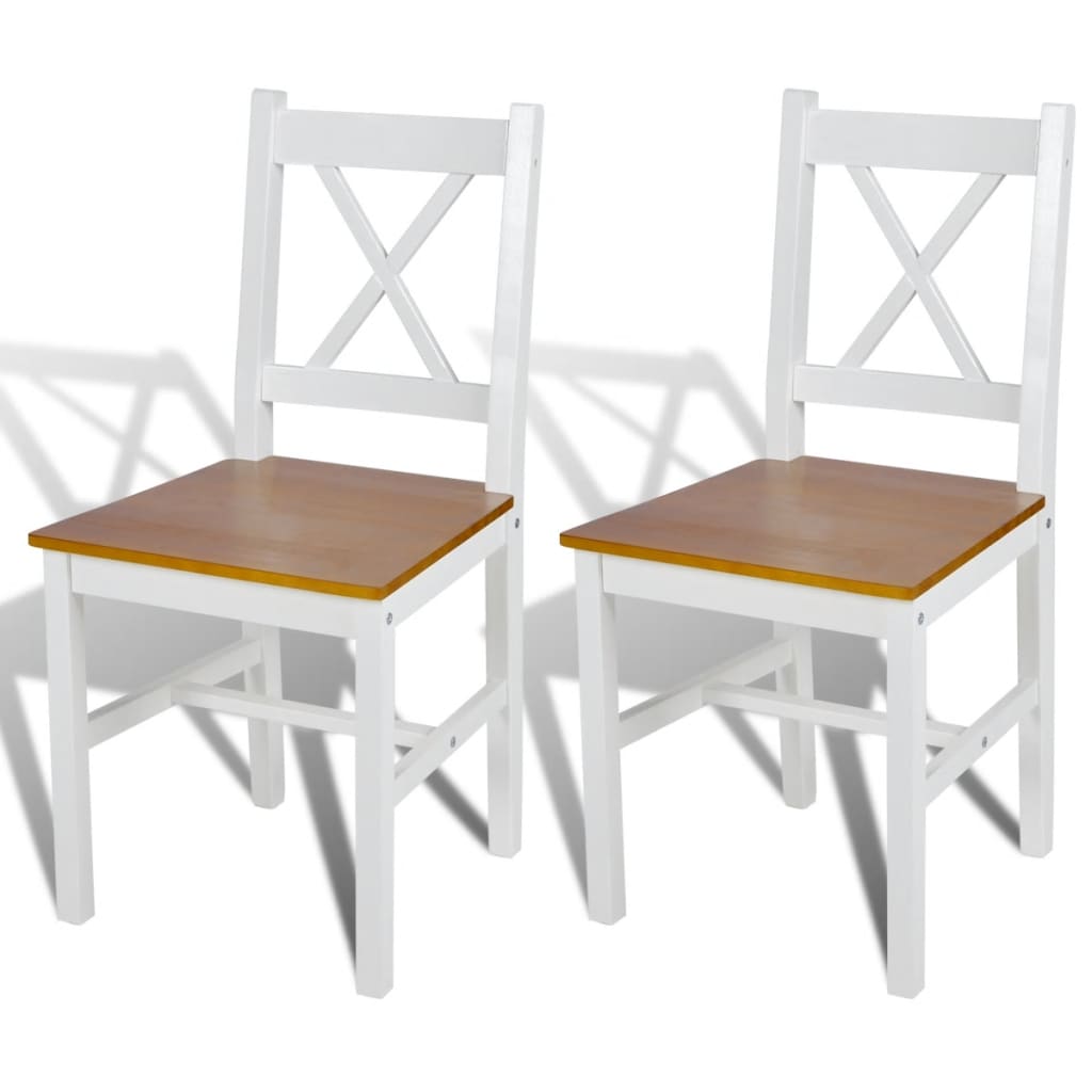 Sillas de comedor 2 unidades madera de pino blancas qweo9590