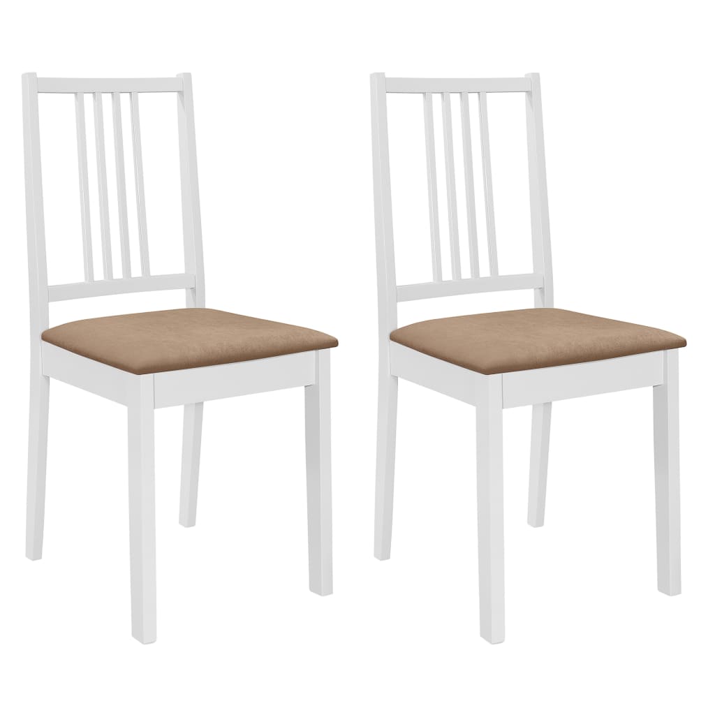 Sillas de comedor con cojines 2 unidades madera maciza blancas qweo9457
