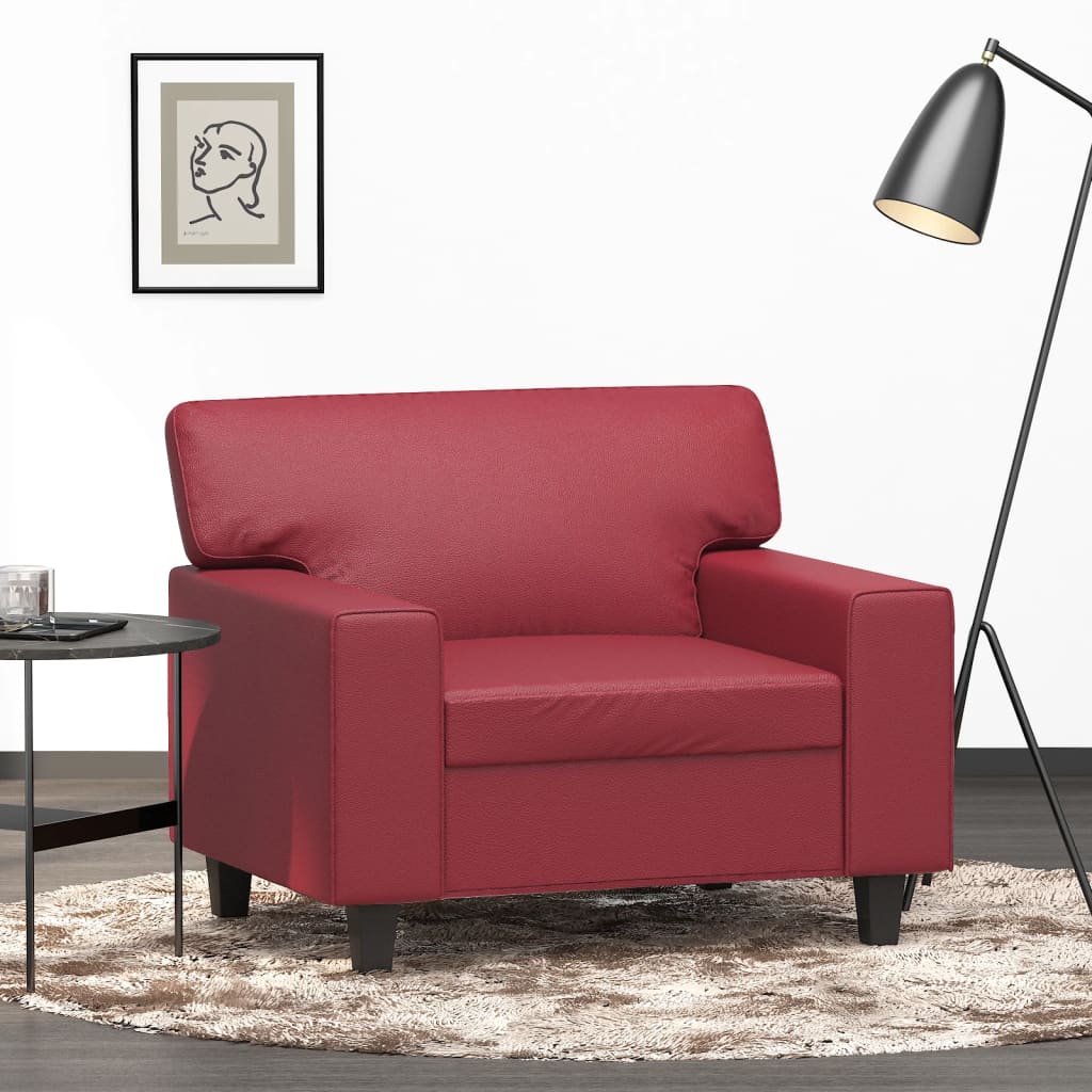 Sillón cuero sintético rojo tinto 60 cm qweo2360